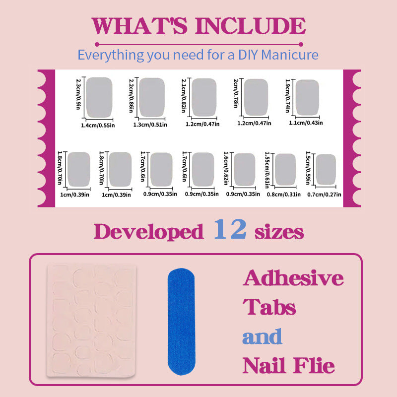 Solid Color & French Tip Press-On Nail Set (24 Pieces) on hand