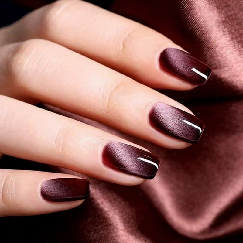 Abstract Line & Glitter Press-On Nails, Medium Square – front view