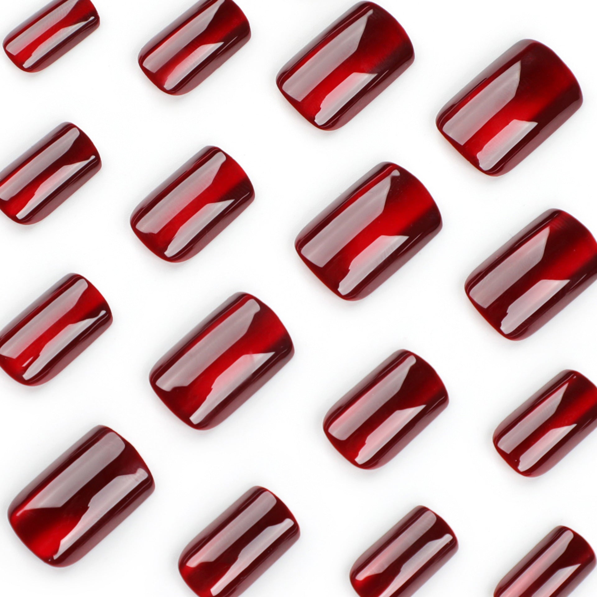 Cat Eye & Solid Color Press-On Nails, Short Square – side angle