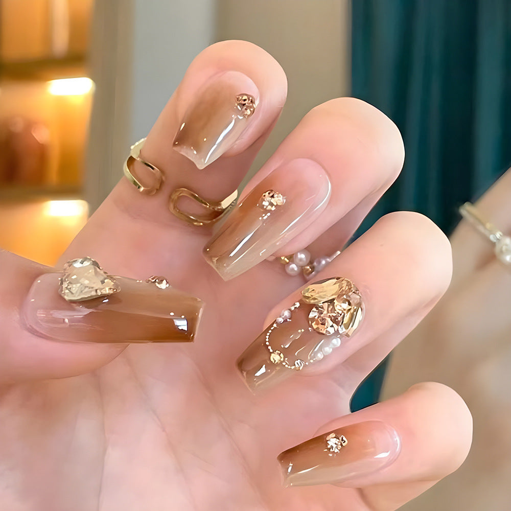Pearl Detail & Heart Press-On Nail Set (24 Pieces) – front view