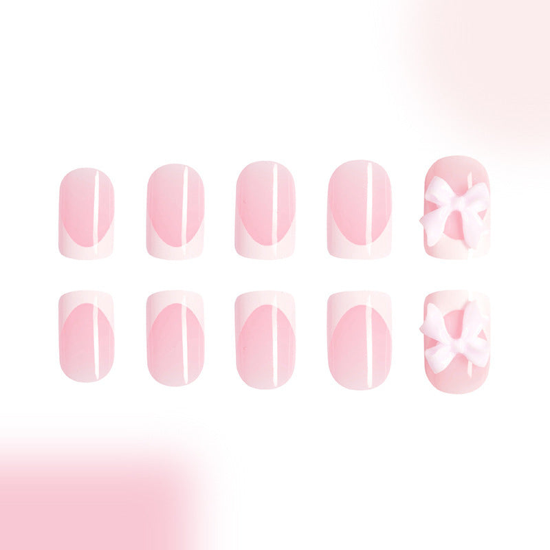 Solid Color & French Tip Press-On Nail Set (24 Pieces) – close-up detail