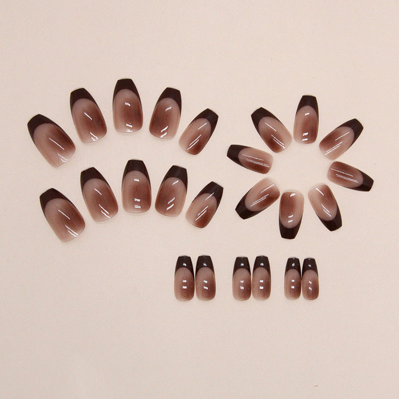 French Tip French Nails, Medium Ballerina, 24 Pieces on hand
