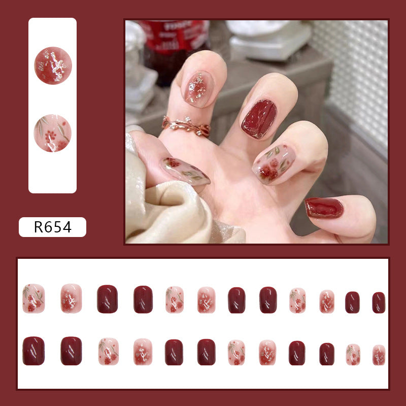Rose & Gold Foil Press-On Nails – close-up detail