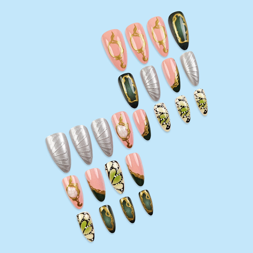 Gold-Plated Press-On Nail Set (24 Pieces) – side angle