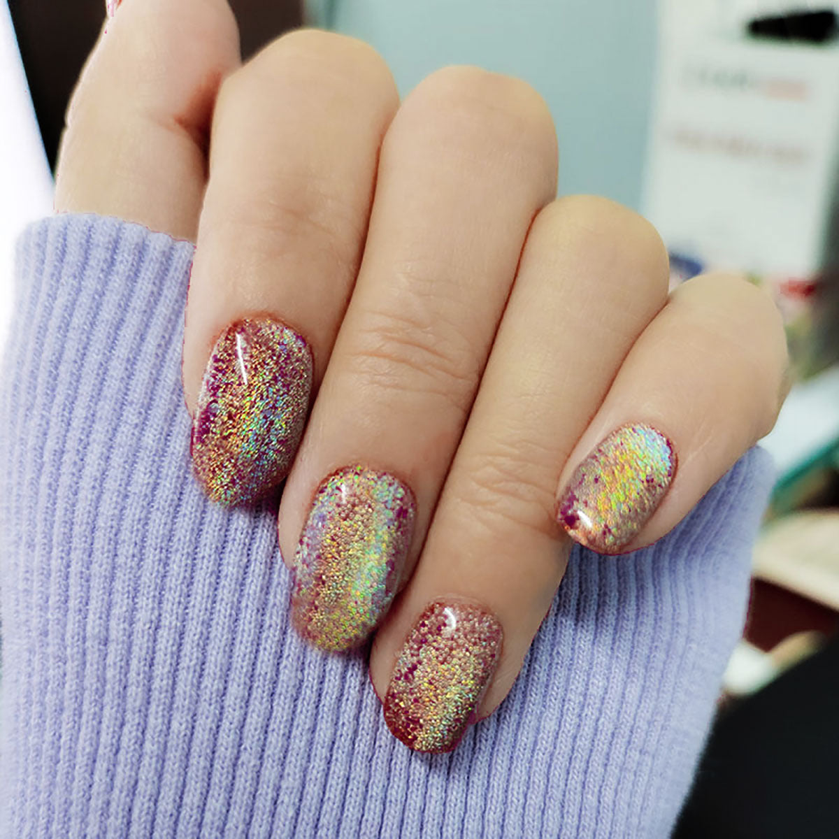 Rainbow & Cat Eye Press-On Nail Set (24 Pieces) – front view