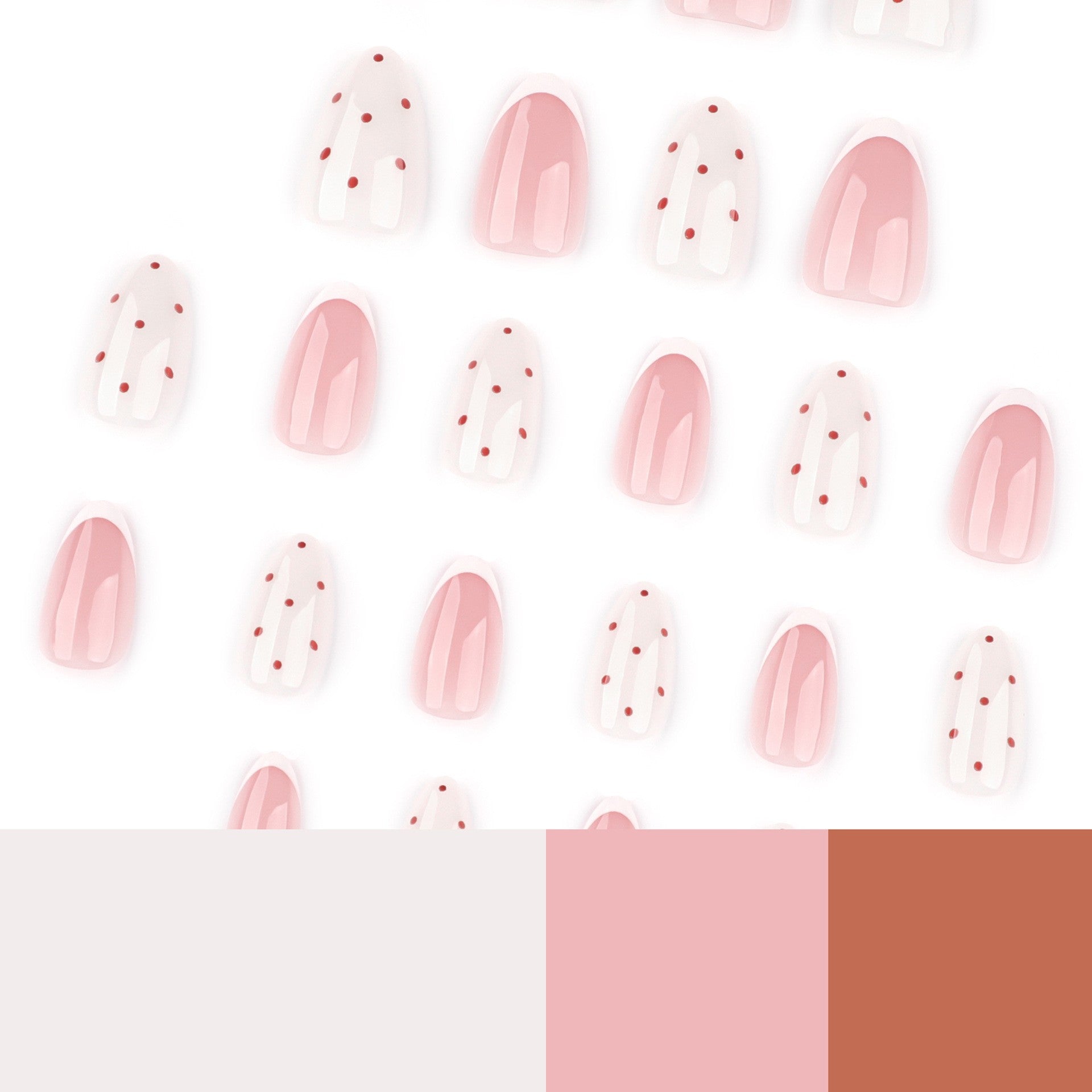 Polka Dot & French Tip Press-On Nails on hand