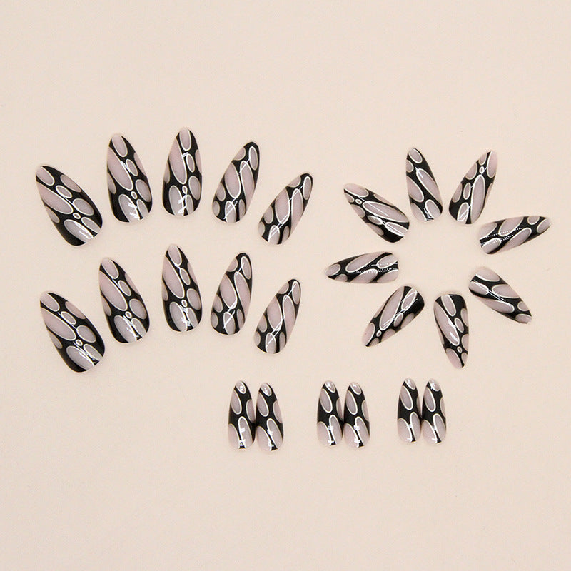 Black Tone Almond Nails, Almond, 24 Pieces on hand