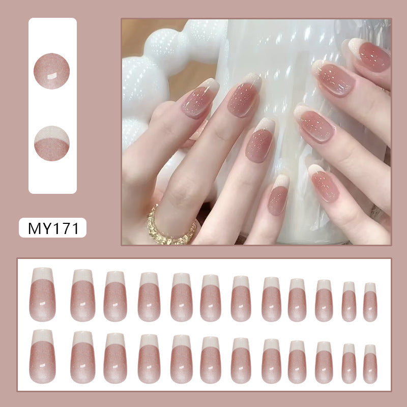 Cat Eye & French Tip Cat Eye Nails, Short Ballerina, 24 Pieces – close-up detail