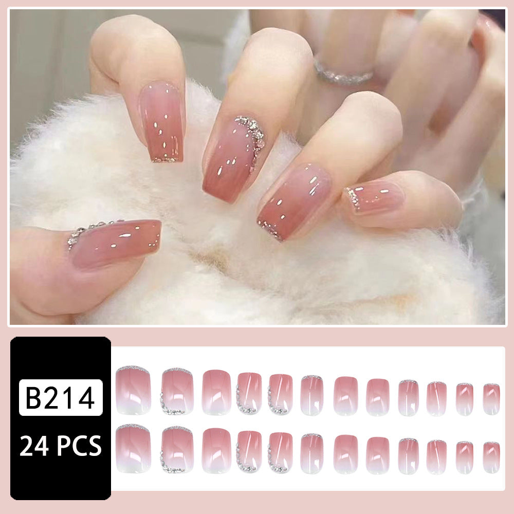 French Tip & Glitter Press-On Nails – close-up detail