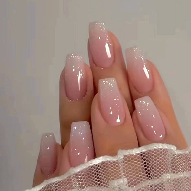 Ombre Gradient & Glitter Press-On Nails, Long Ballerina, 24-Piece Set – front view