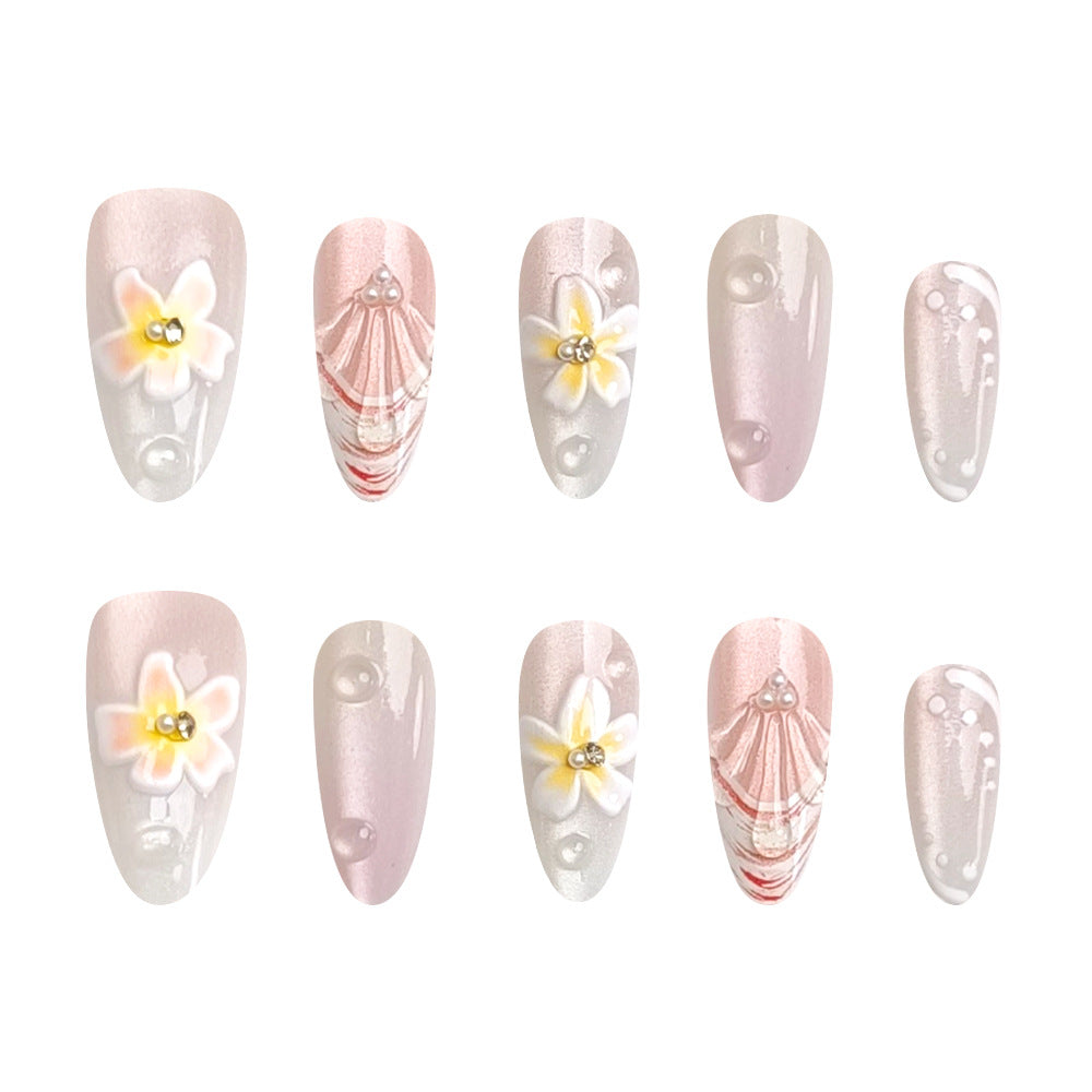Floral & Shell Press-On Nails on hand