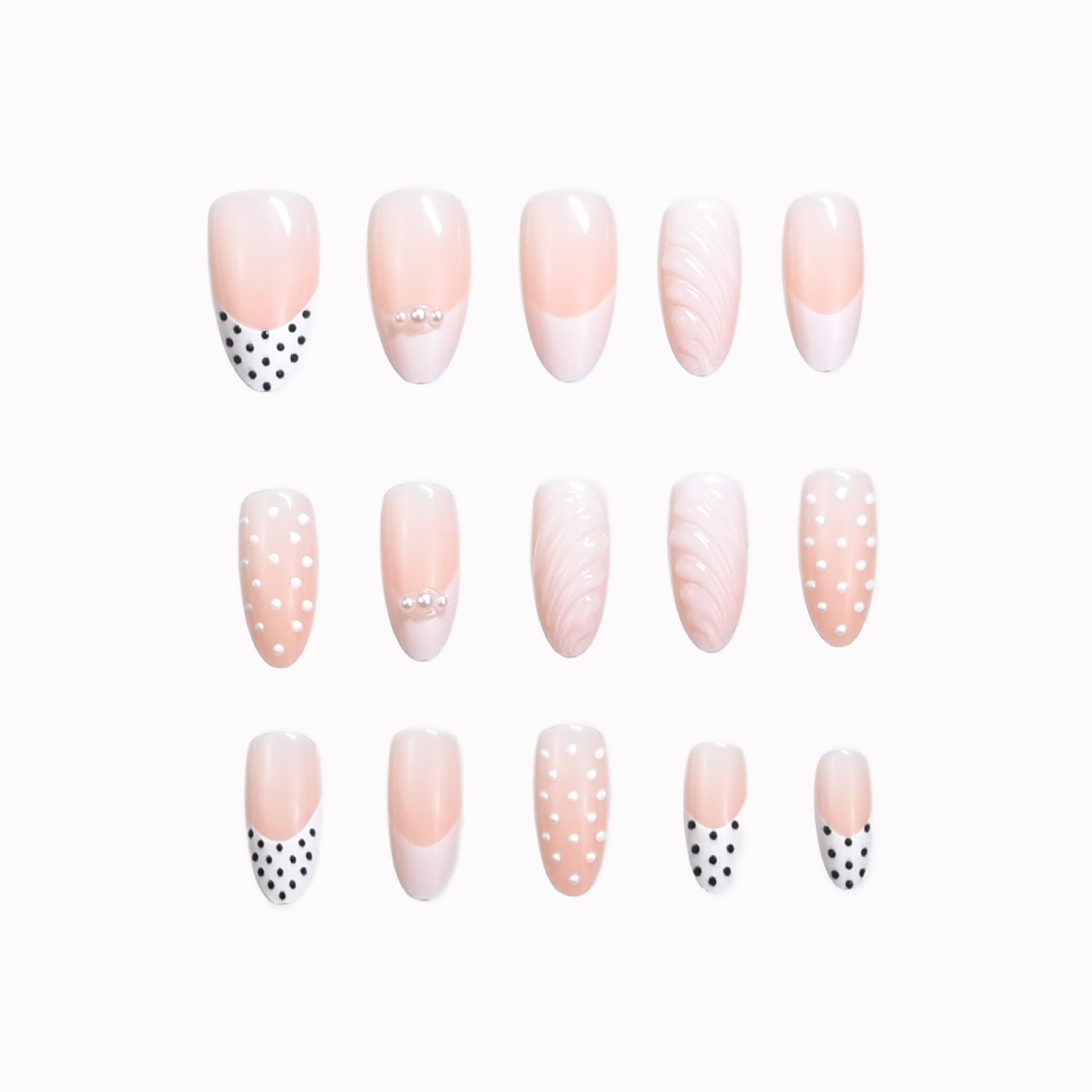 Polka Dot Glitter Nails, Medium Almond, 24 Pieces – side angle
