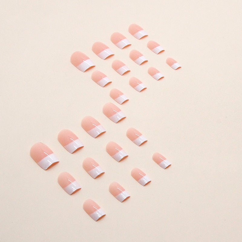Classic French Tip Press-On Nails, Medium Square, 24-Piece Set – side angle