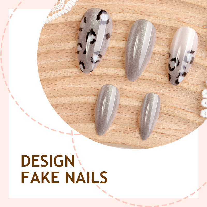 Cat Eye & Leopard Print Press-On Nails, 24-Piece Set – side angle