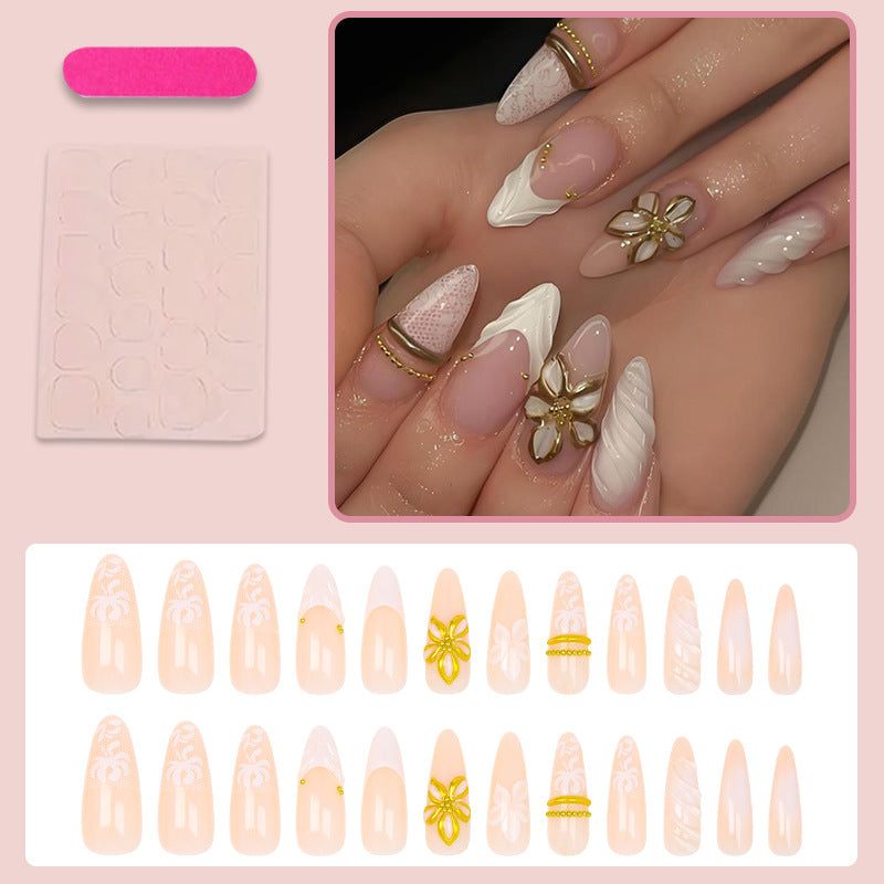 3D Resin & Gold-Plated Press-On Nails – side angle