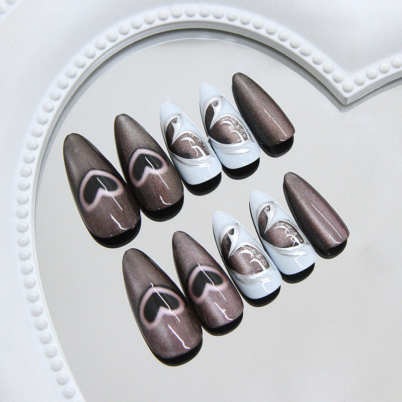 Butterfly & Cat Eye Press-On Nails, Medium Almond – side angle