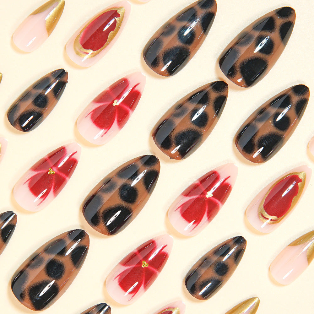 French Tip & Floral French Nails, 24 Pieces – side angle