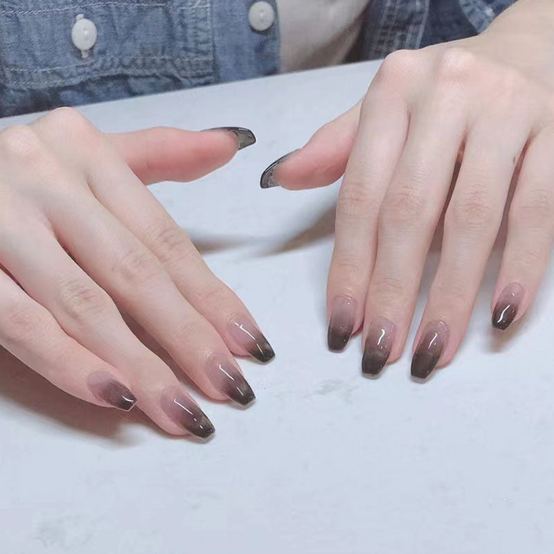 Crystal & Ombre Gradient Press-On Nails – front view