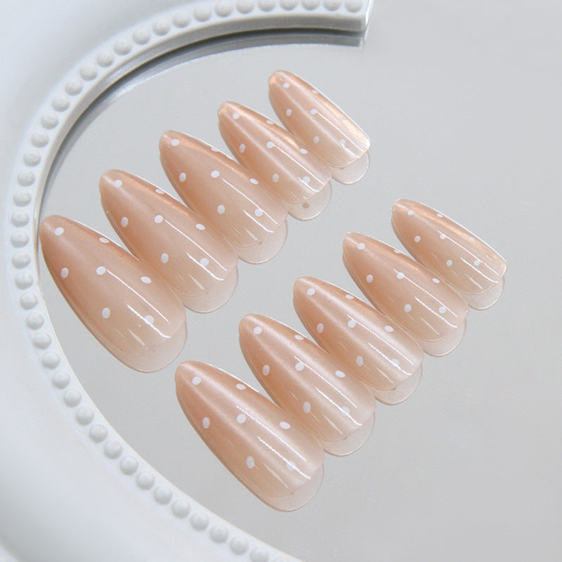 Cat Eye & Polka Dot Press-On Nails, Almond – side angle