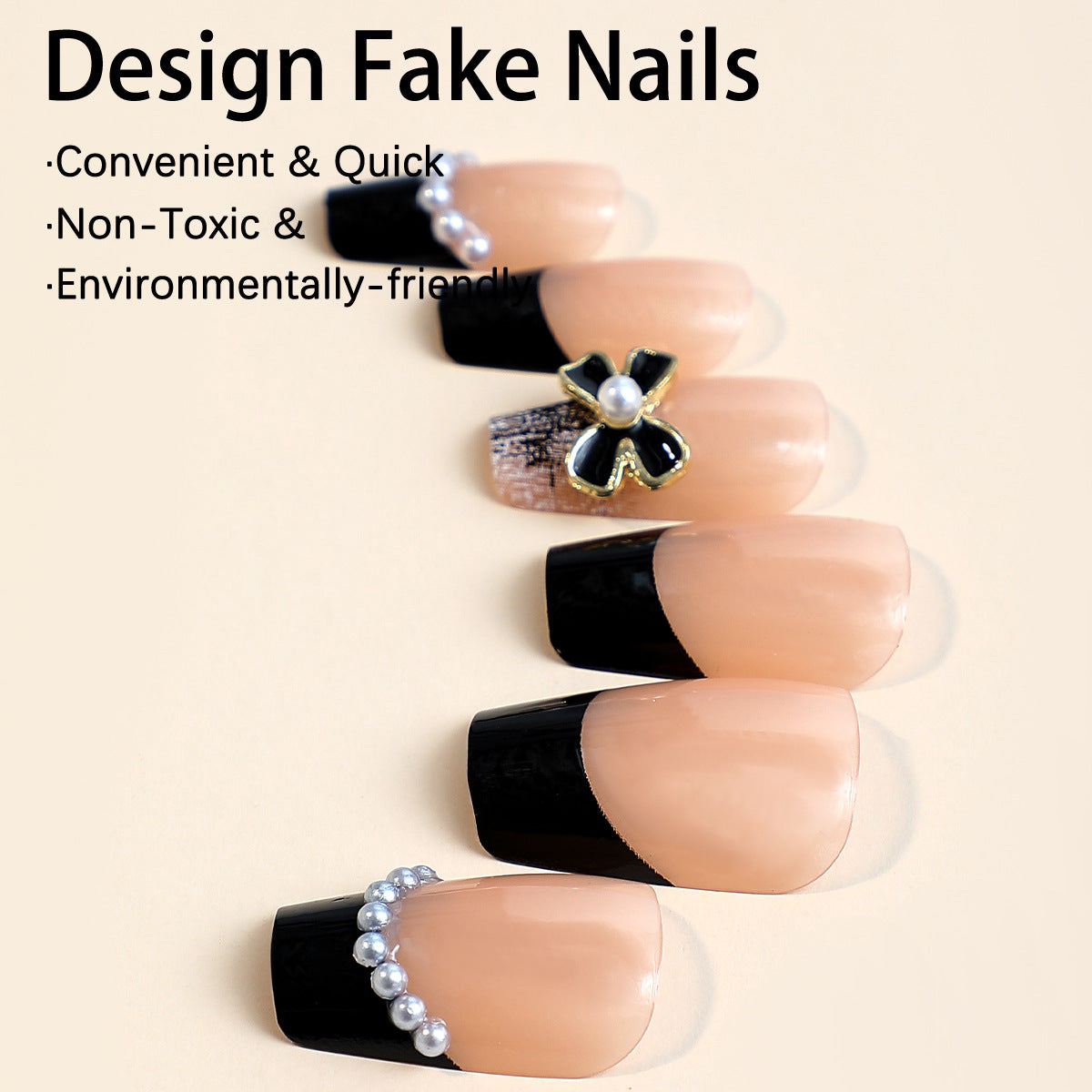 Bowknot & French Tip French Press-On Nails – side angle