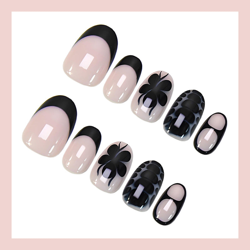 Floral French Nails, Oval, 24 Pieces – side angle