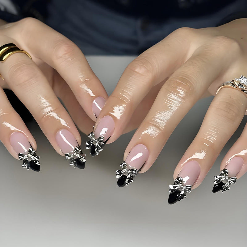 French Tip Press-On Nails, Almond – front view