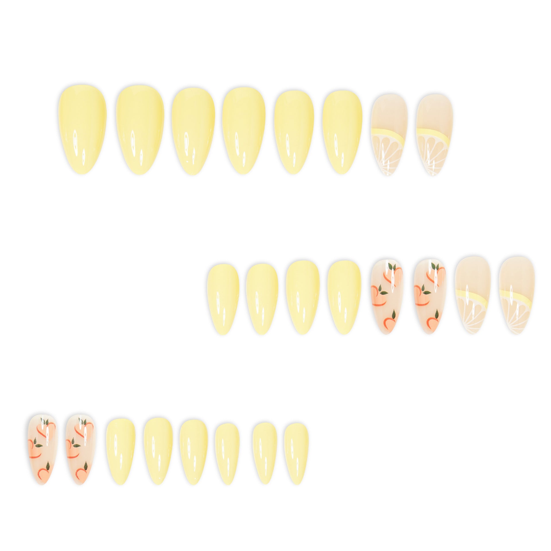 Lemon Press-On Nail Set (24 Pieces) – close-up detail