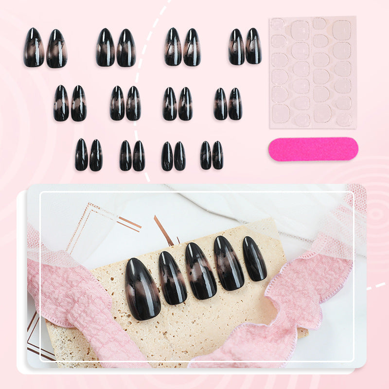 Medium Almond Cat Eye & Ombre Gradient Press-On Nail Set (24 Pieces) – side angle
