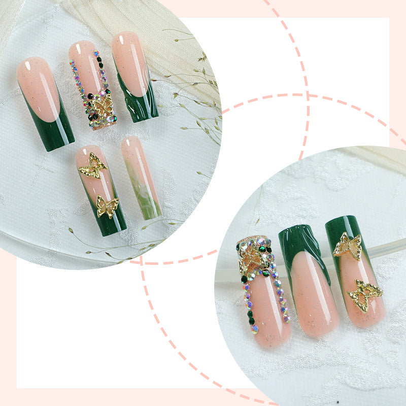 Glitter & Diamond Accent Press-On Nails, Long – close-up detail