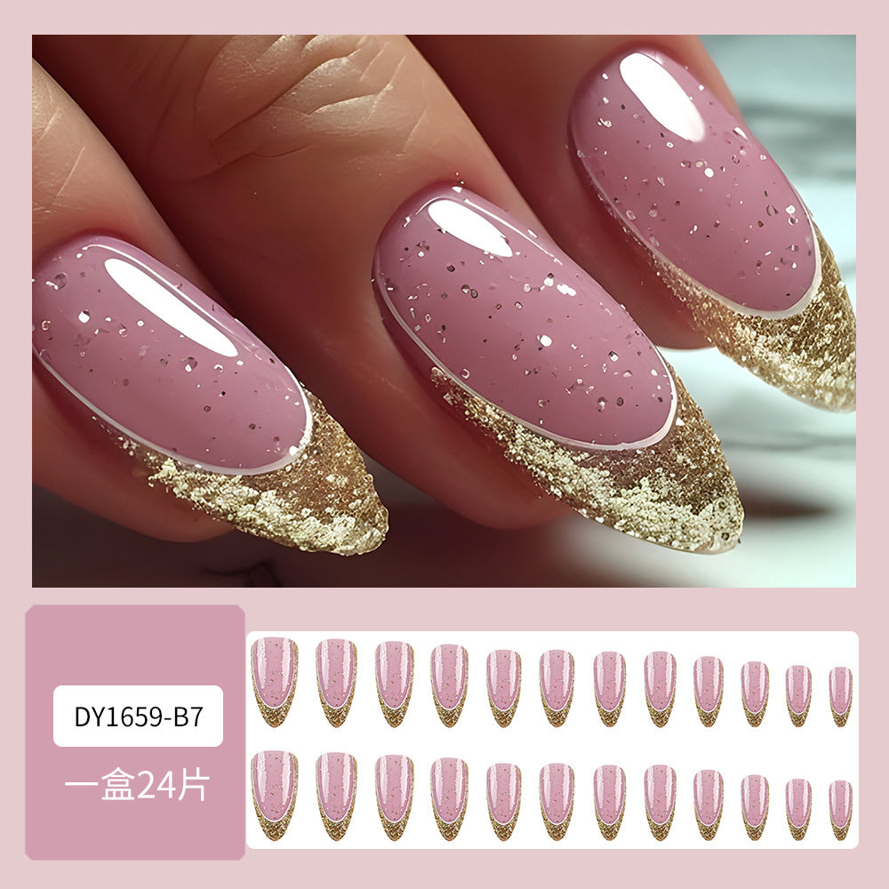 Glitter & French Tip Press-On Nails, 24-Piece Set – close-up detail