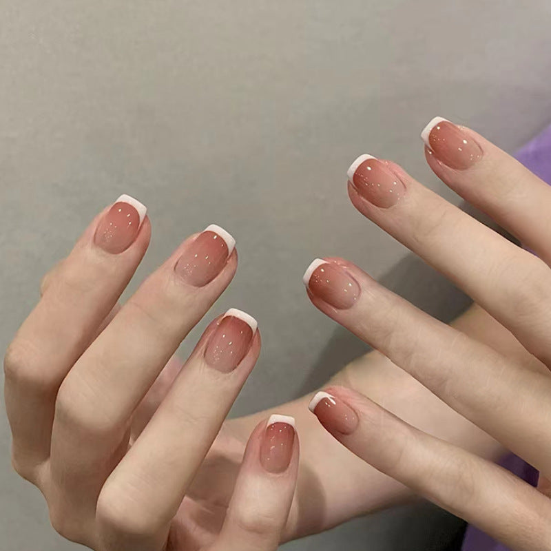 Ombre Gradient & French Tip Ombre Nails, Short, 30 Pieces – front view