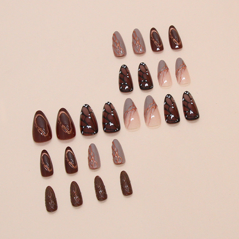 Butterfly & Corrugated Texture Gel Press-On Nails on hand
