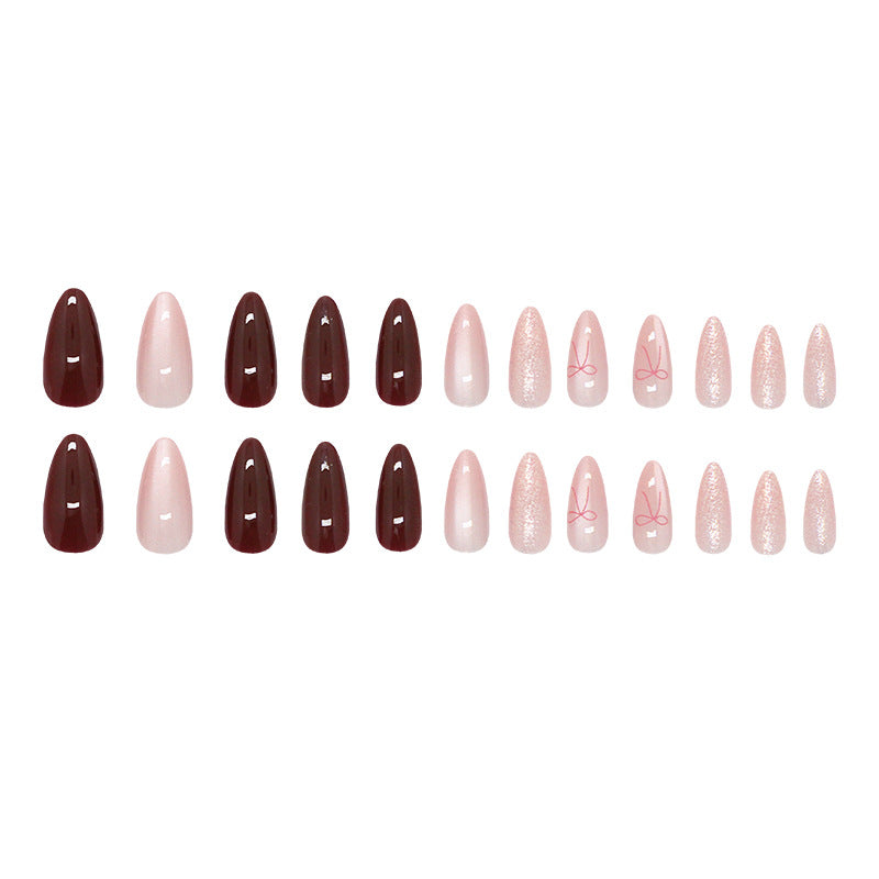 Cat Eye & Glitter Press-On Nails, Medium Almond – side angle