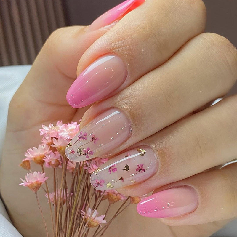 Floral & Ombre Gradient Ombre Press-On Nails – front view