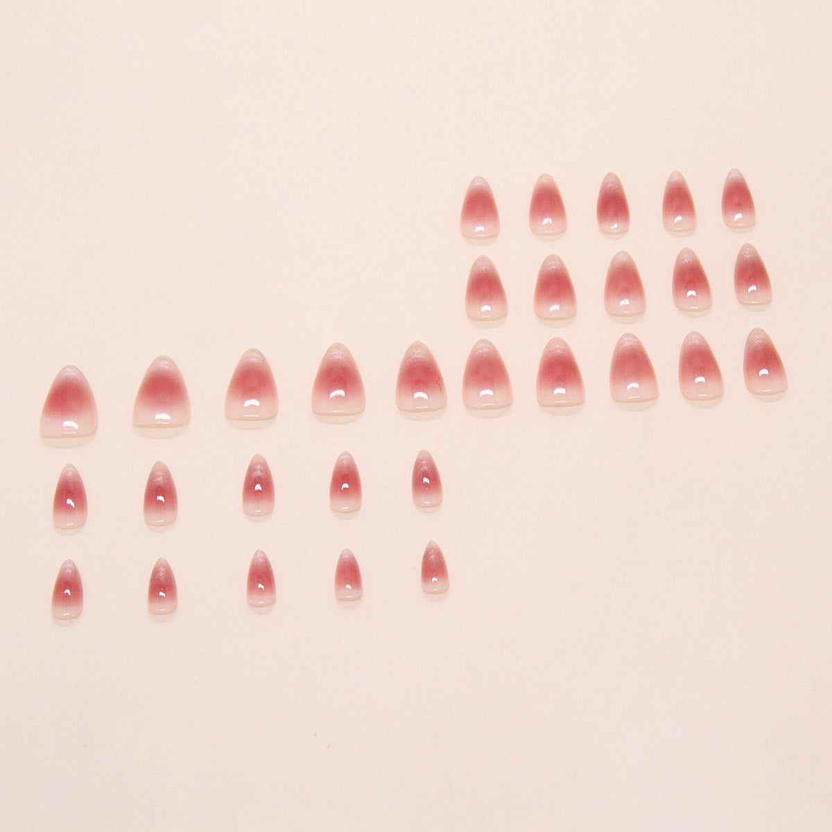 Pink Cat Eye Press-On Nails, Short Almond, Ice-Clear Finish – side angle