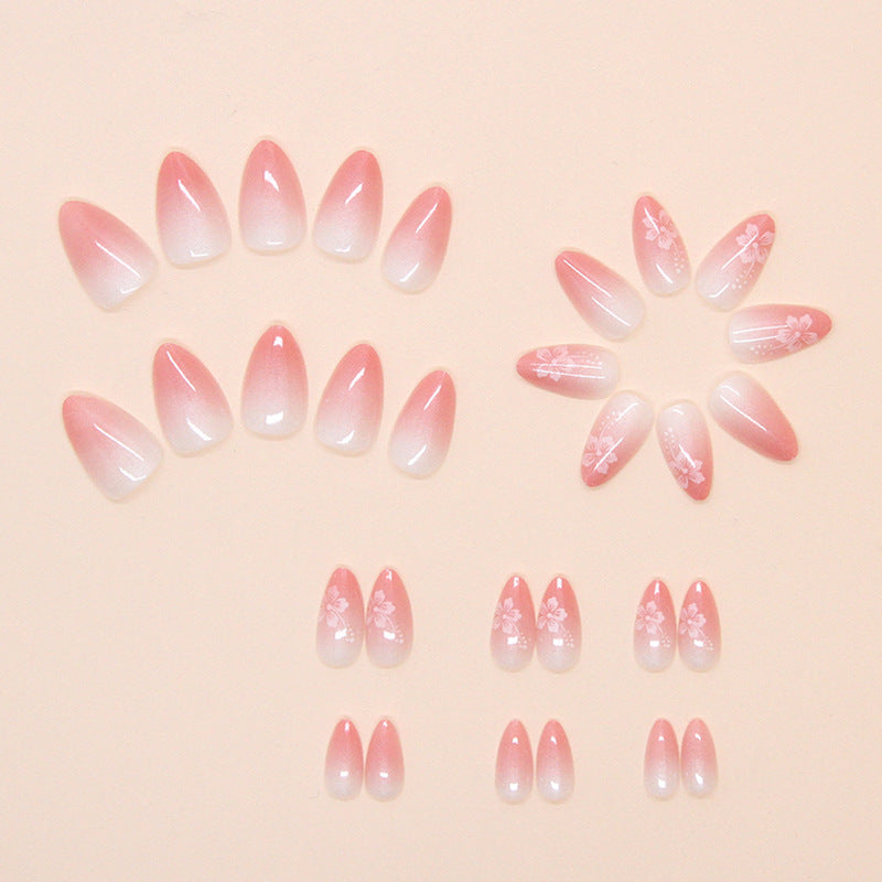 Ombre Gradient & French Tip Press-On Nails, Almond, 30-Piece Set on hand