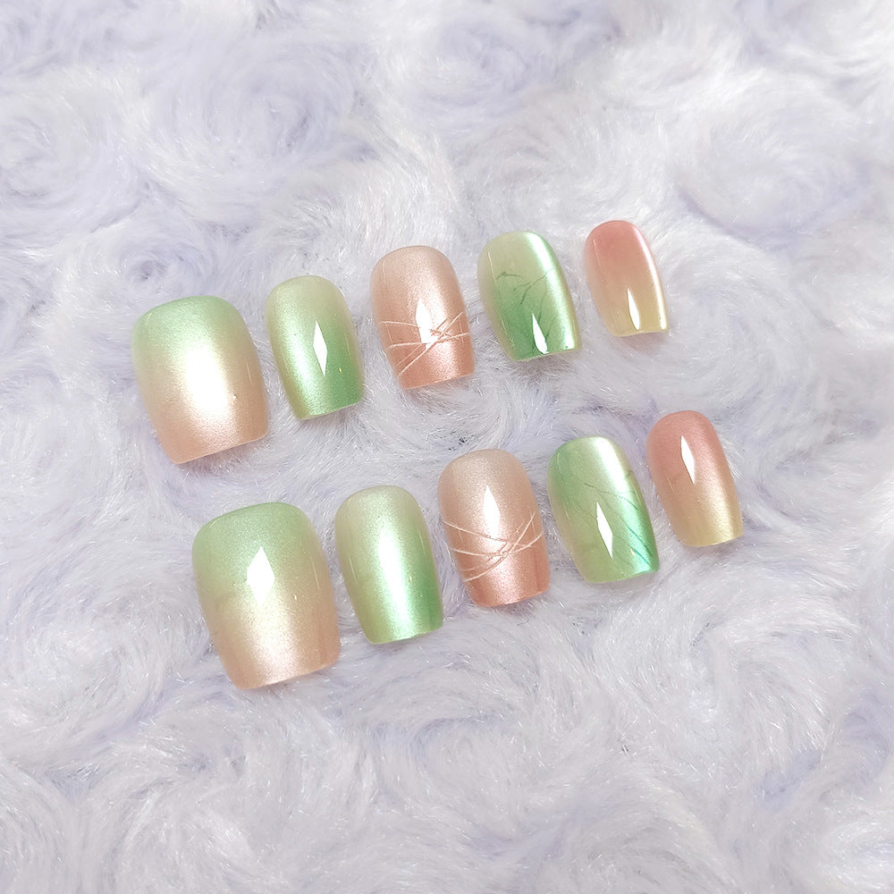 Cat Eye & Ombre Gradient Press-On Nails, 10-Piece Set – side angle