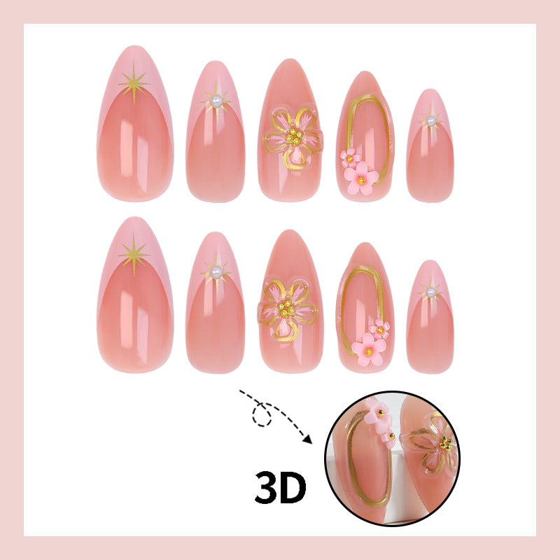 3D Flower & Floral French Nails, 24 Pieces – side angle