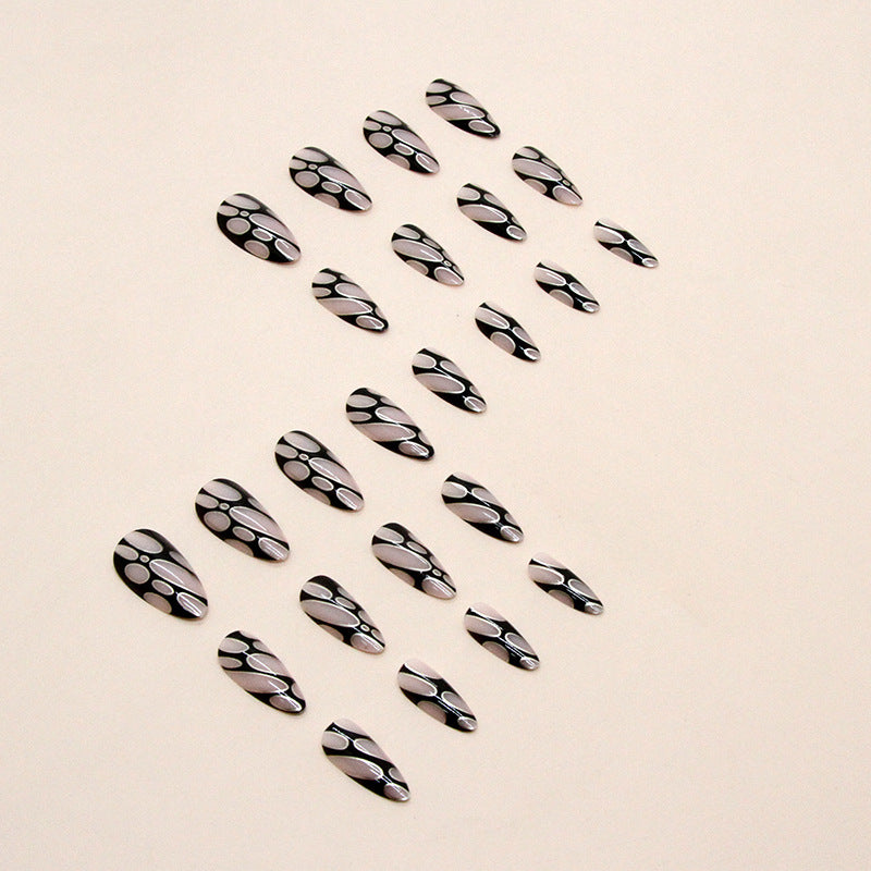 Black Tone Almond Nails, Almond, 24 Pieces – side angle