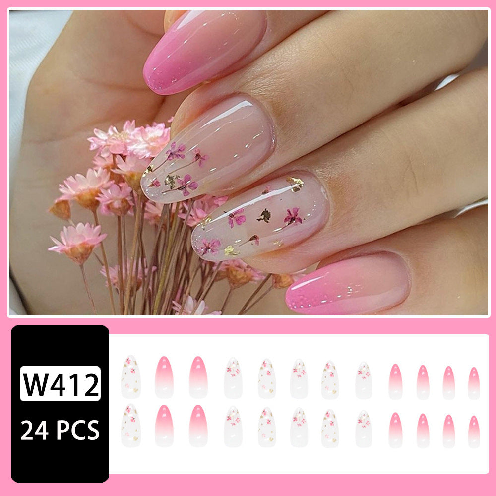 Floral & Ombre Gradient Ombre Press-On Nails – close-up detail