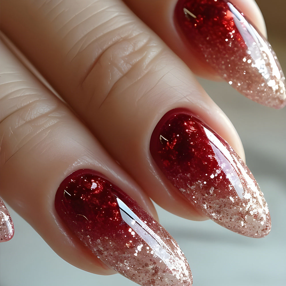 Ombre Gradient & Glitter Ombre Press-On Nails – front view