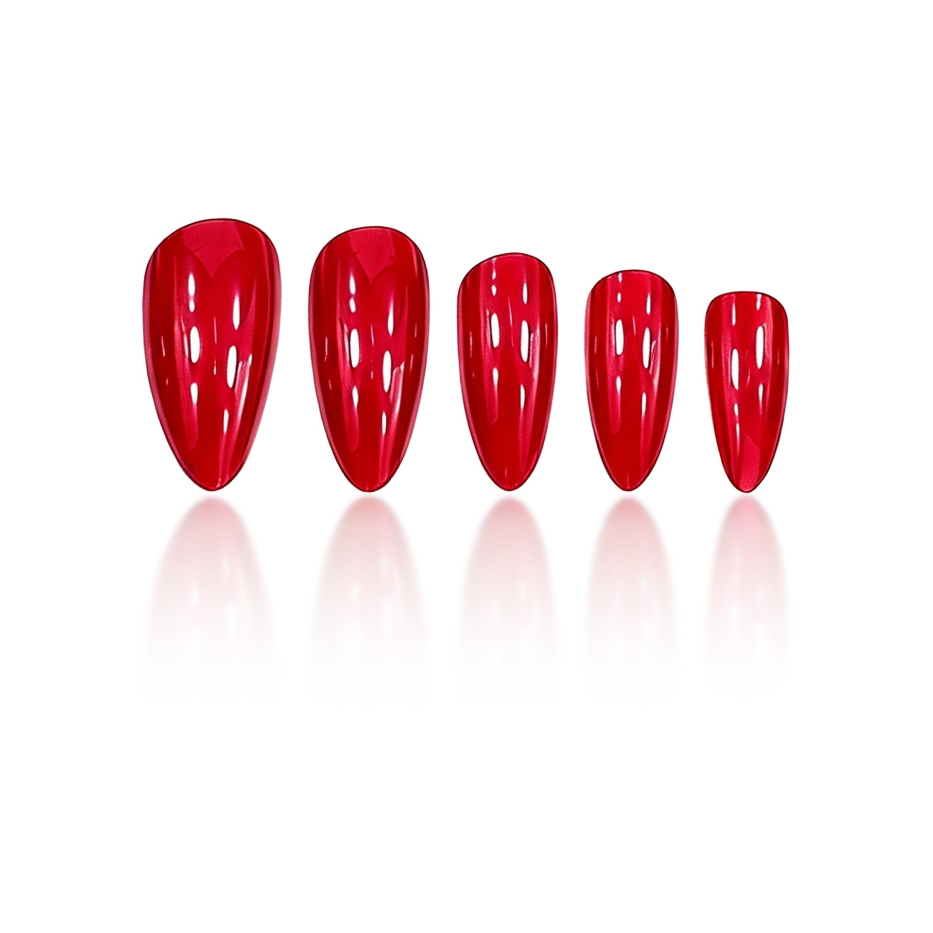 Short Almond Wine Red & French Tip Press-On Nail Set (24 Pieces) – side angle