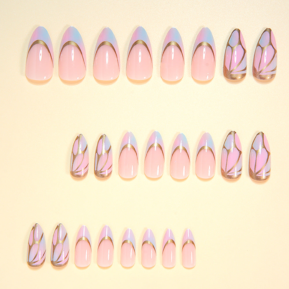 French Tip & Ombre Gradient Press-On Nail Set (24 Pieces) – close-up detail