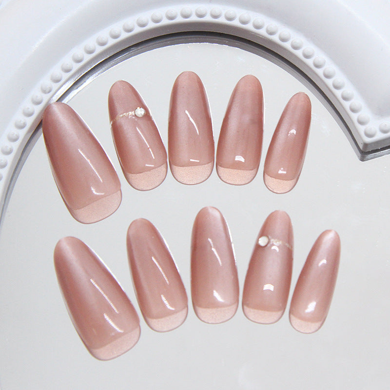 Glitter & Diamond Accent Press-On Nails, Medium Almond on hand