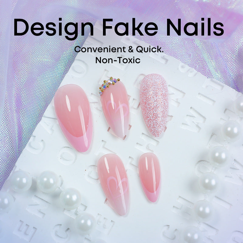 Valentine's Day & Ombre Gradient Press-On Nails, 24-Piece Set – close-up detail