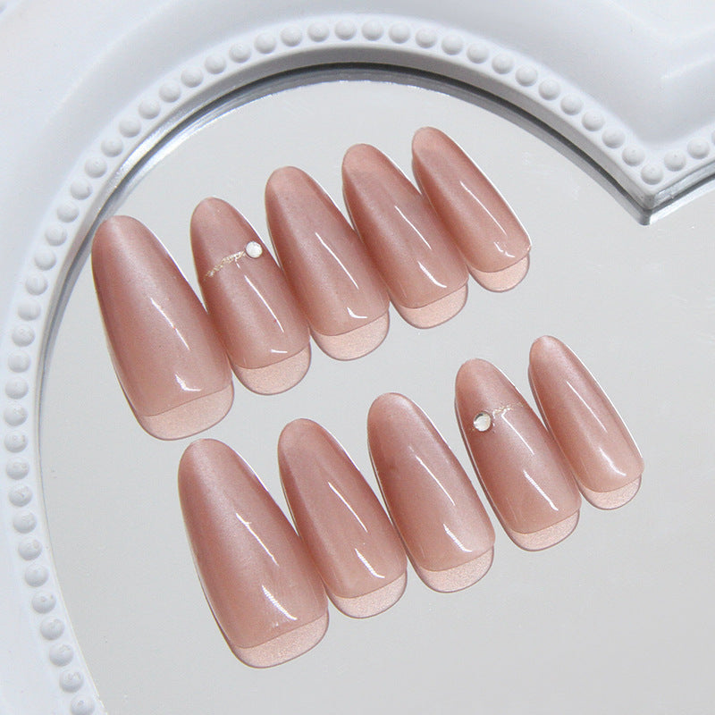 Glitter & Diamond Accent Press-On Nails, Medium Almond – side angle
