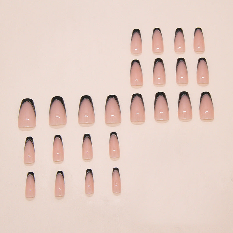 Glitter & French Tip Press-On Nails, Medium Ballerina, 24-Piece Set – side angle
