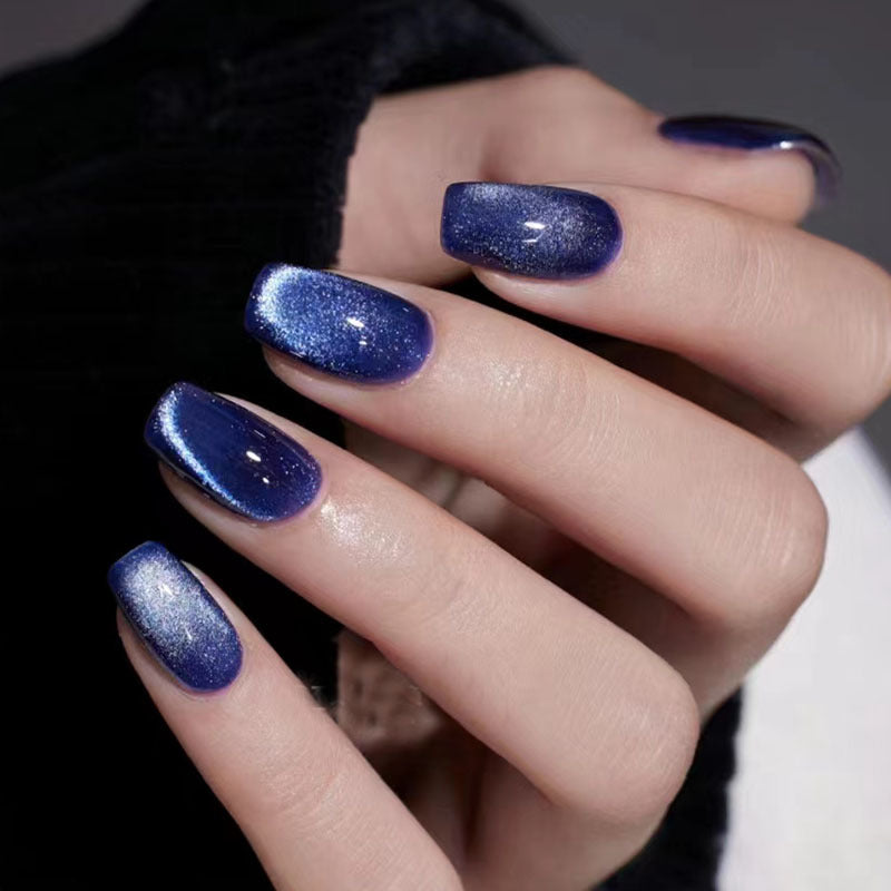 Cat Eye & Glitter Press-On Nails, Short Square – front view