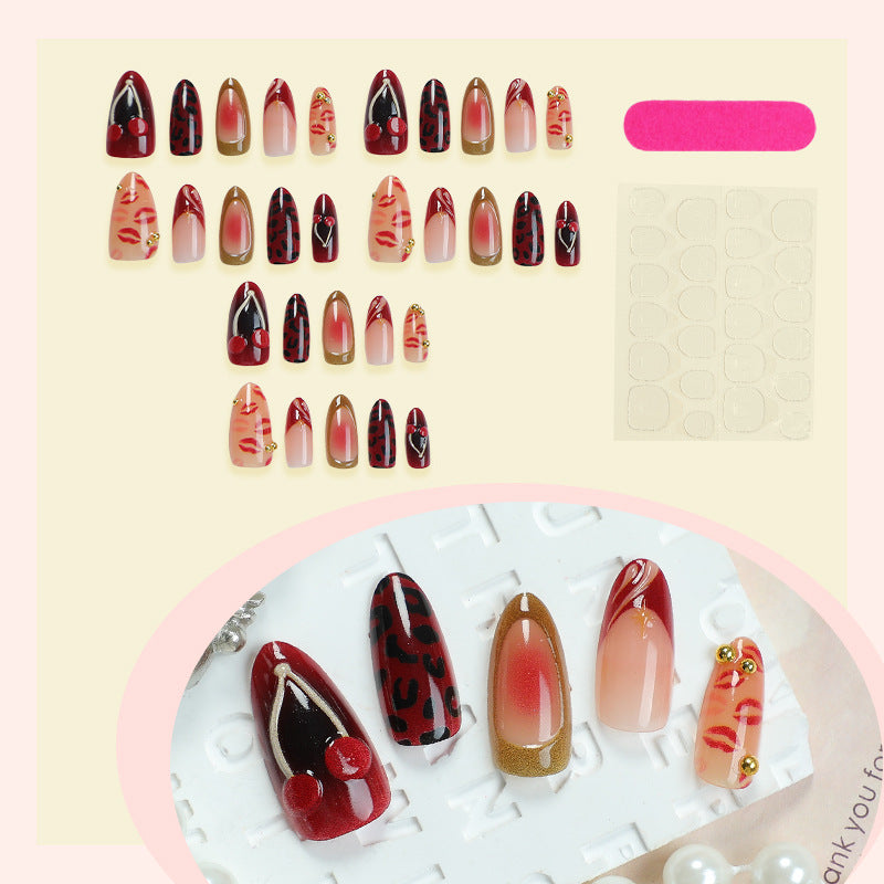 Leopard Print Press-On Nails, Medium, 30-Piece Set – close-up detail