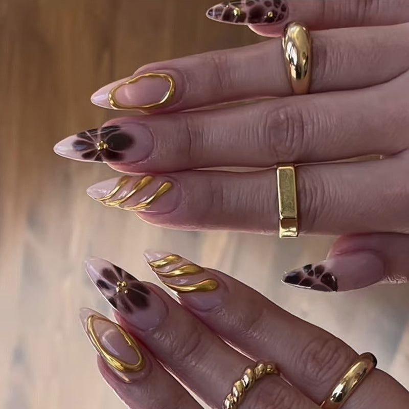 Floral Gel Press-On Nails, 30 Pieces – front view